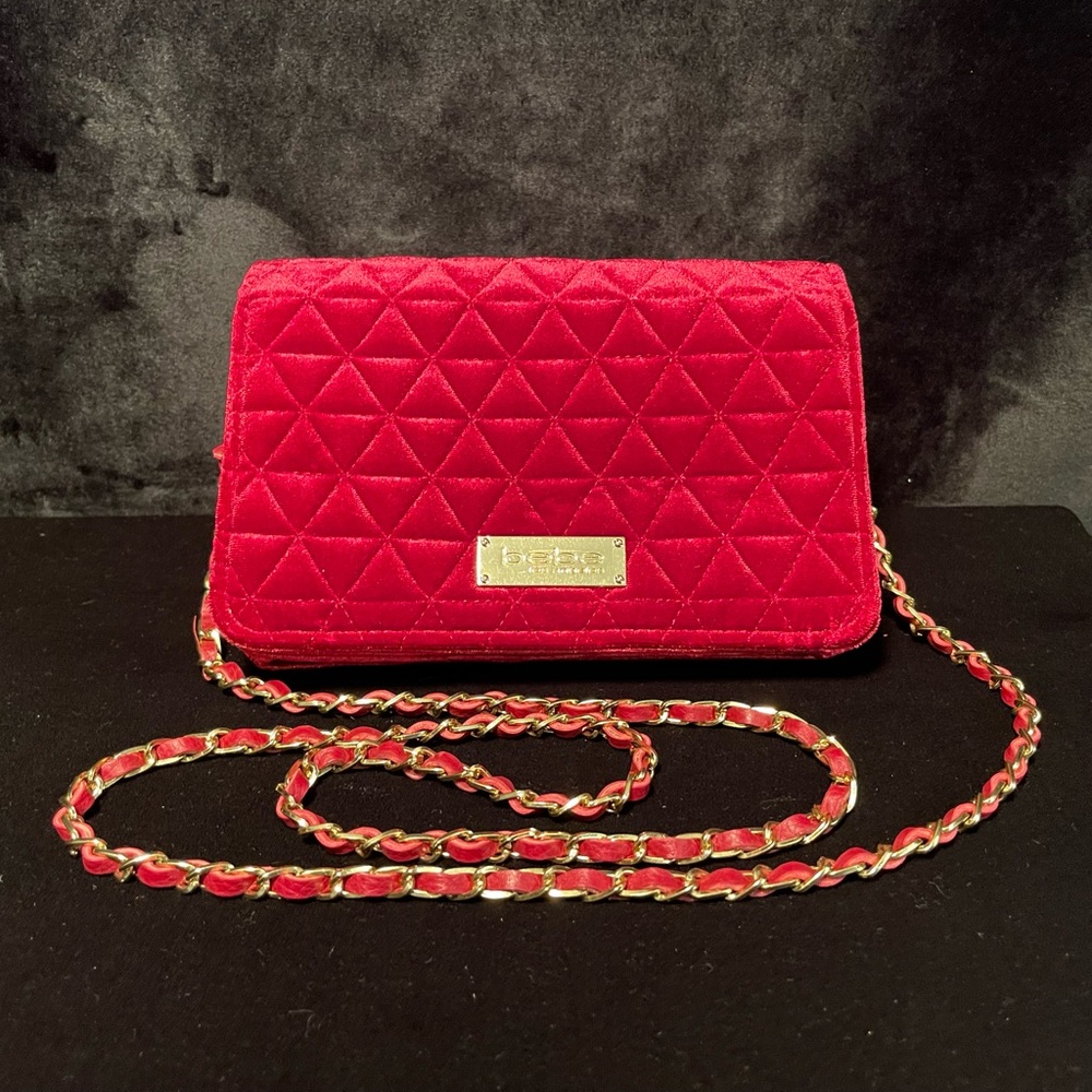 EUC! BEBE velvet magenta shoulder bag